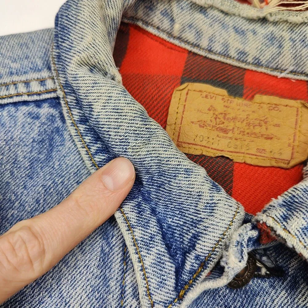 Vintage Levis Jacket Mens 44L Thrashed Blanket Lined Type 3 Denim USA Made 80s